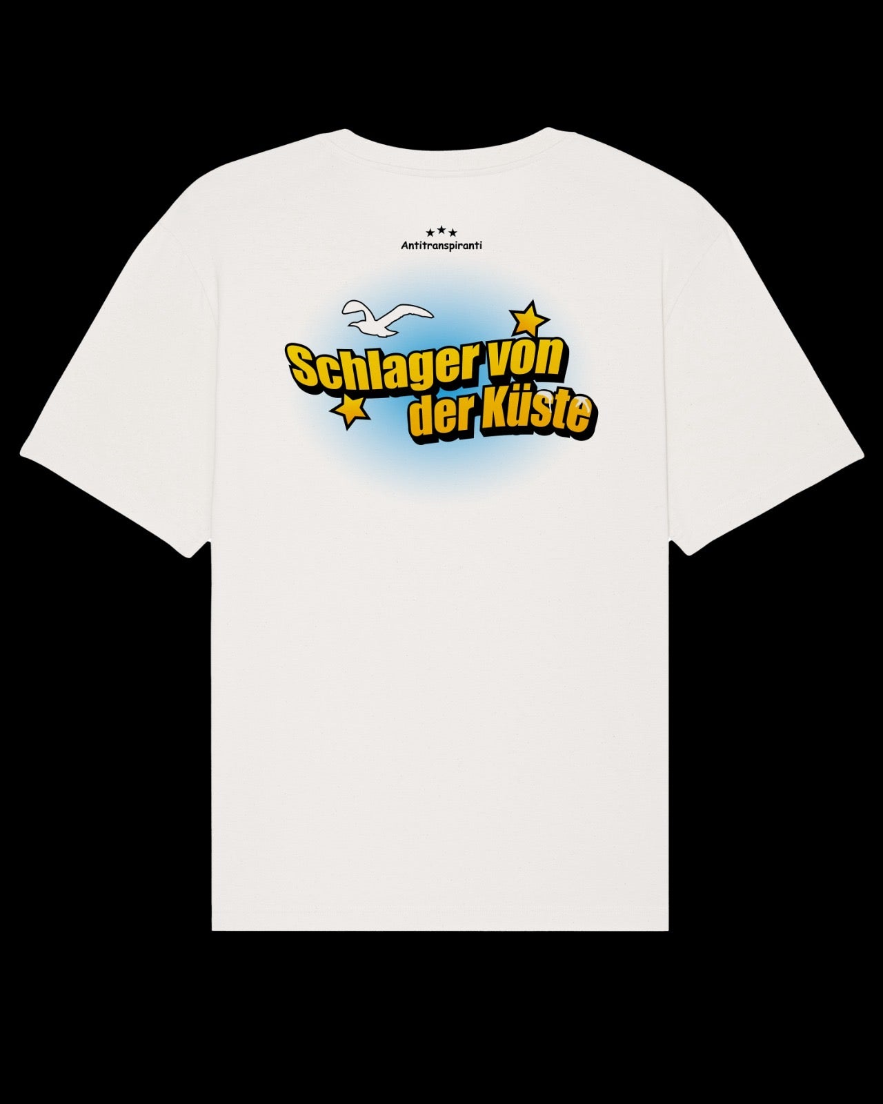 Antitranspiranti - Schlager von der Küste weiß - T-Shirt (Logo links)